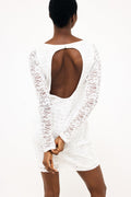 Open Back Mini Dress-White