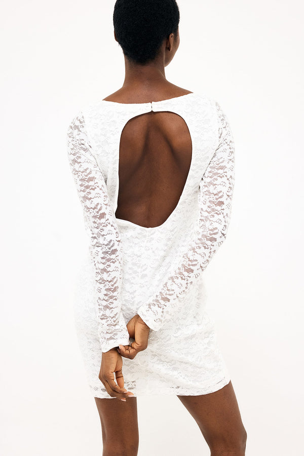 Minivestido con espalda abierta-Blanco