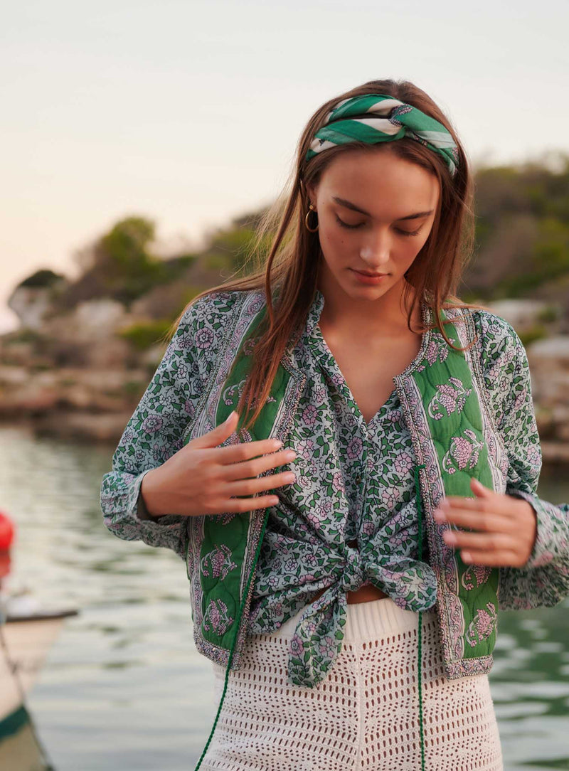 Collection printemps-été PETITE MENDIGOTEFOULARD FLEURI VERT ANDA PETITE MENDIGOTE