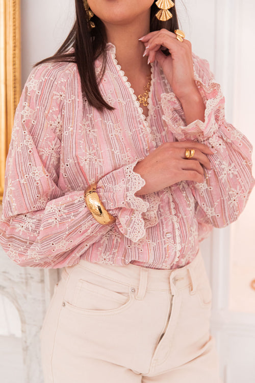 OPHÉLIE Rosa - Camisa Bordada