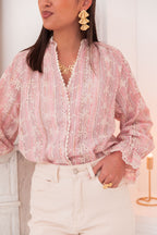 OPHÉLIE Rose - Chemise Brodée