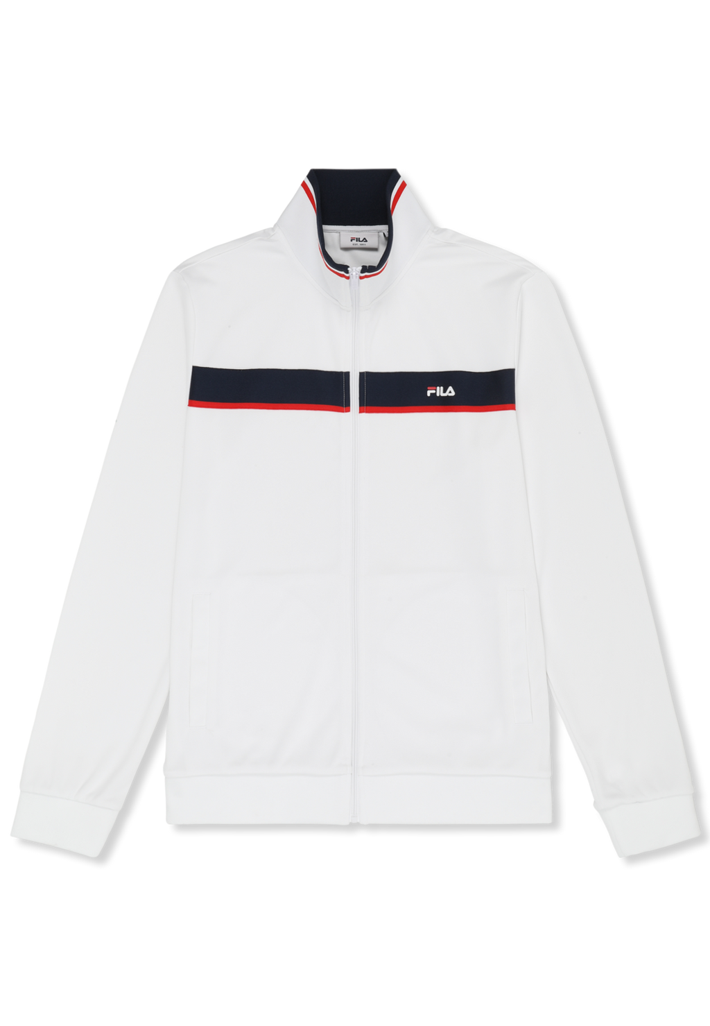 Classic Banded Track Jacket - Bright White-Iris Black