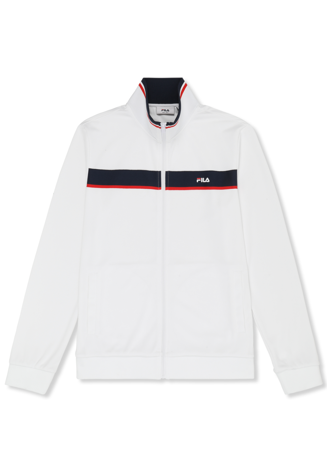 Classic Banded Track Jacket - Bright White-Iris Black