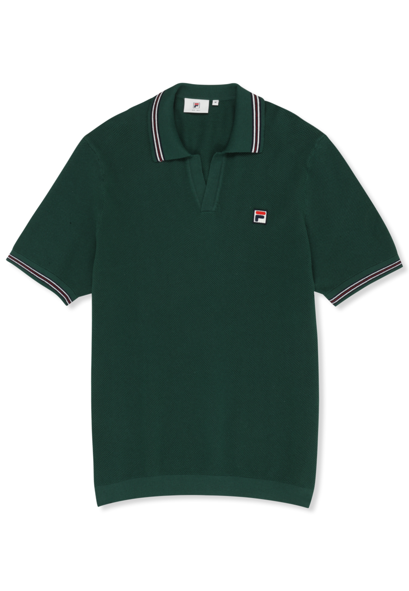 Orentano Regular Johnny Collar Knitted Polo Shirt - Vert Bouquet