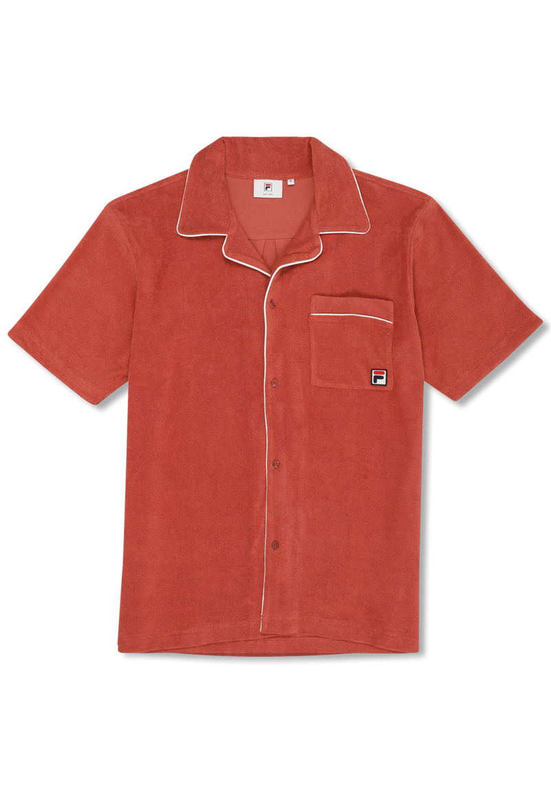 Empoli Relaxed Towelling Resort Shirt - Etruscan Red