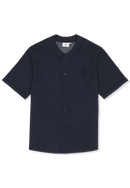Lucca Relaxed Pinstriped Baseball Shirt - Black Iris / Egret Striped