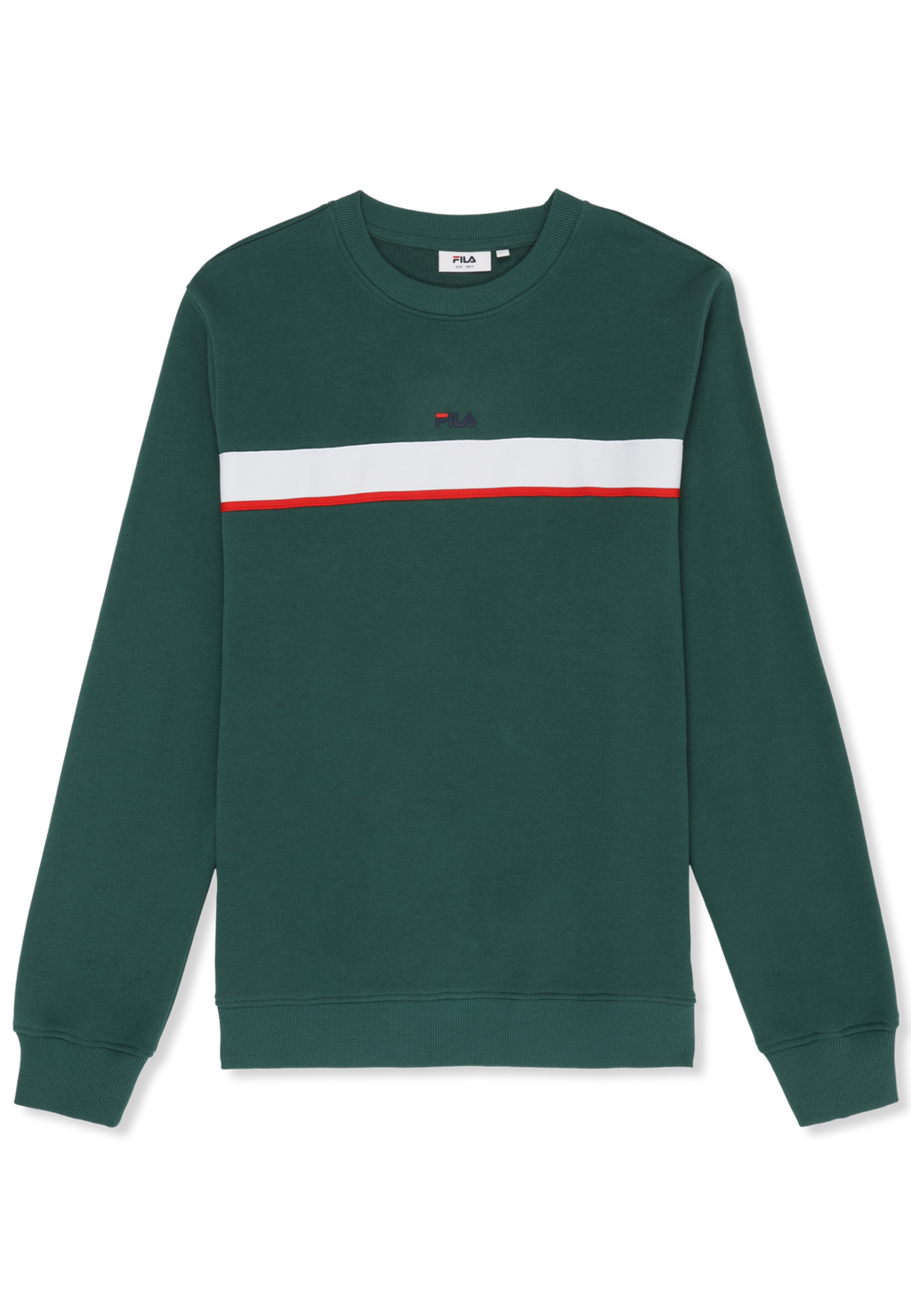 Sudadera Clásica Con Cuello Redondo Y Bandas - Verde Ramo