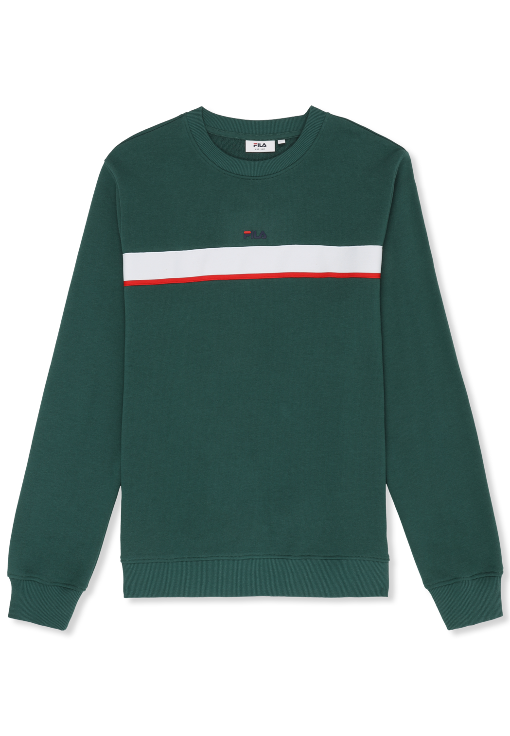 Sudadera Clásica Con Cuello Redondo Y Bandas - Verde Ramo