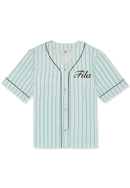 Fiesole Boxy Pinstriped Satin Baseball Shirt - Mer Apaisante / Rayé