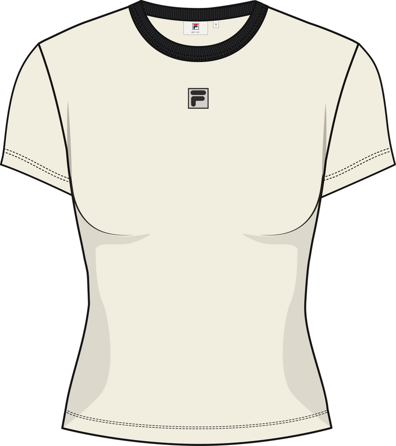 Montebeni Slim Logo Rib T-Shirt - Egret