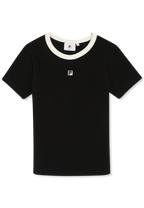 Camiseta ajustada de canalé con logo - Negro