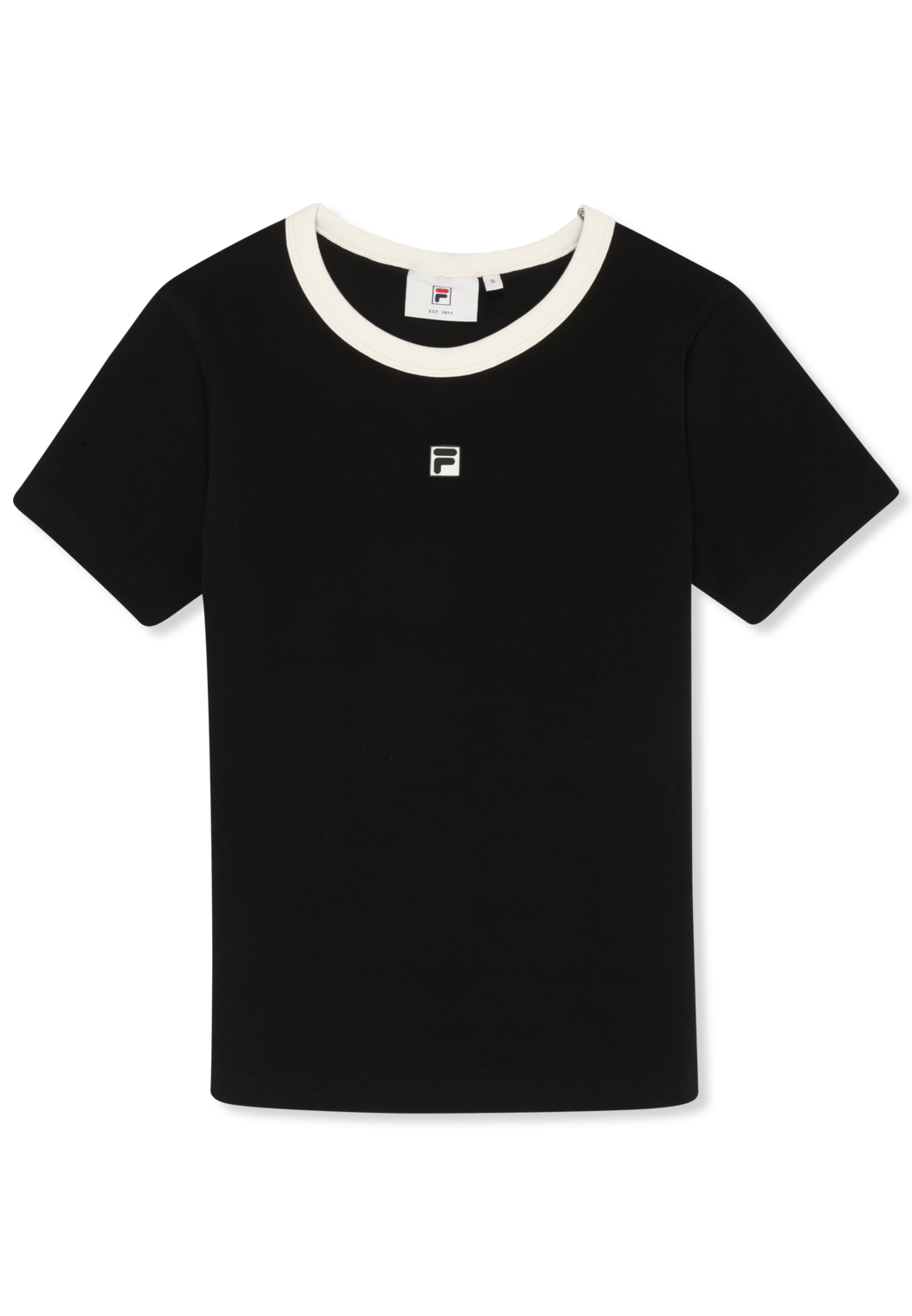 Camiseta ajustada de canalé con logo - Negro