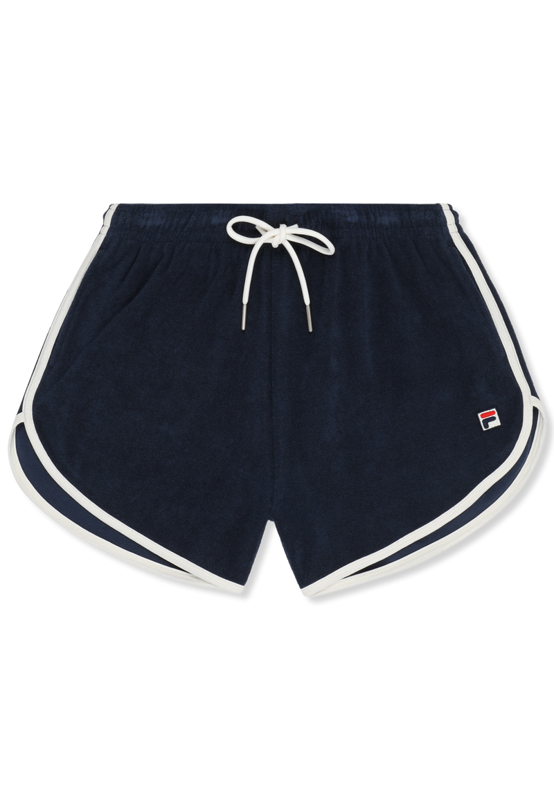 Adriano Regular Contrast Binding Towelling Shorts - Black Iris-Egret