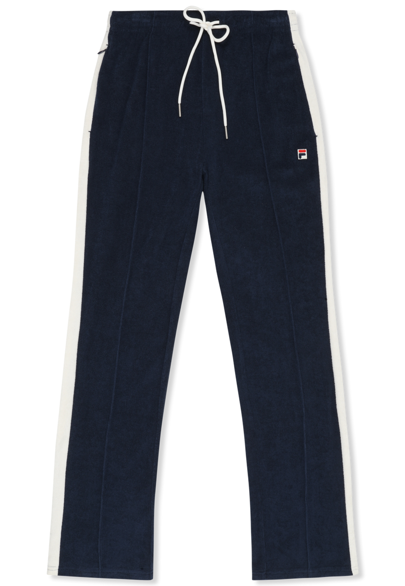 Adriano Slim Contrast Panel Towelling Track Pants - Black Iris-Egret