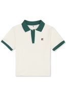 Belfort Relaxed Johnny Collar Towelling Top - Egret-Posy Green