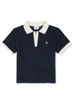 Terry Top With Johnny Collar Casual - Iris Black-Egret