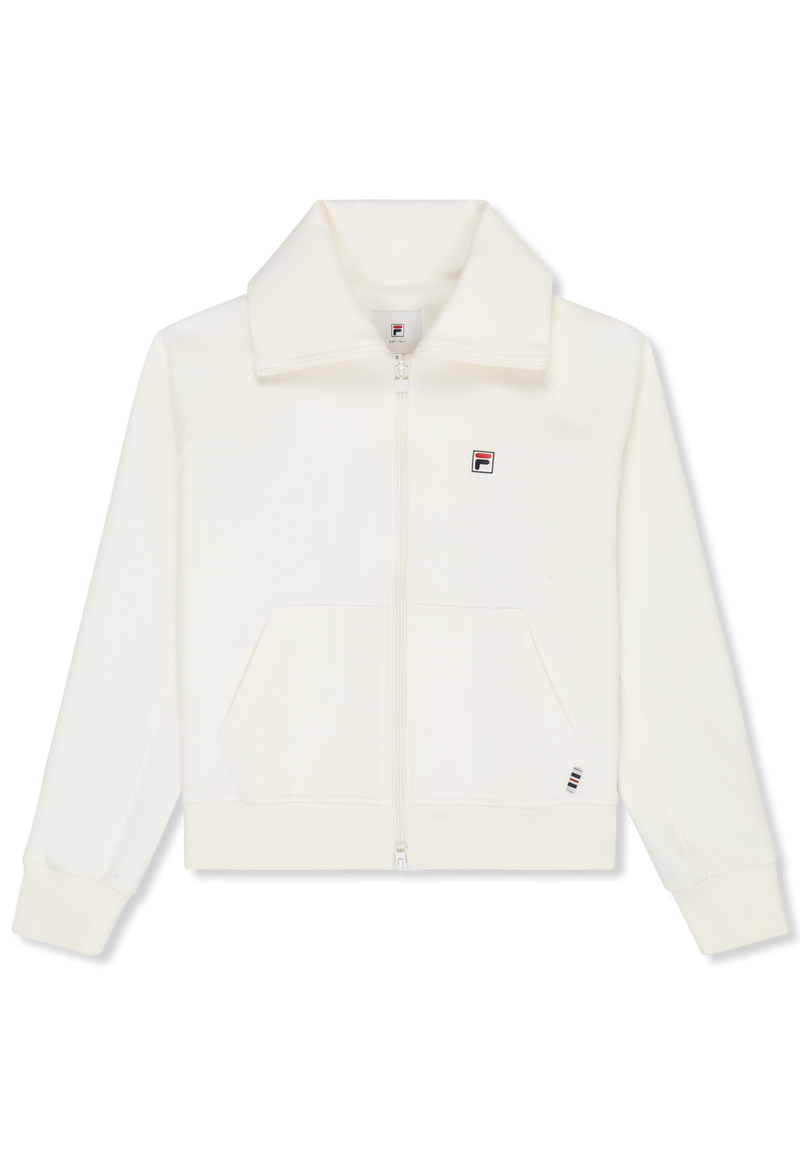 Monteloro Relaxed High Collar Scuba Jacket - Egret