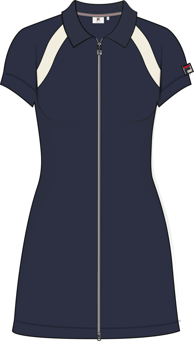 Belfiore Regular Towelling Tennis Dress - Black Iris-Egret