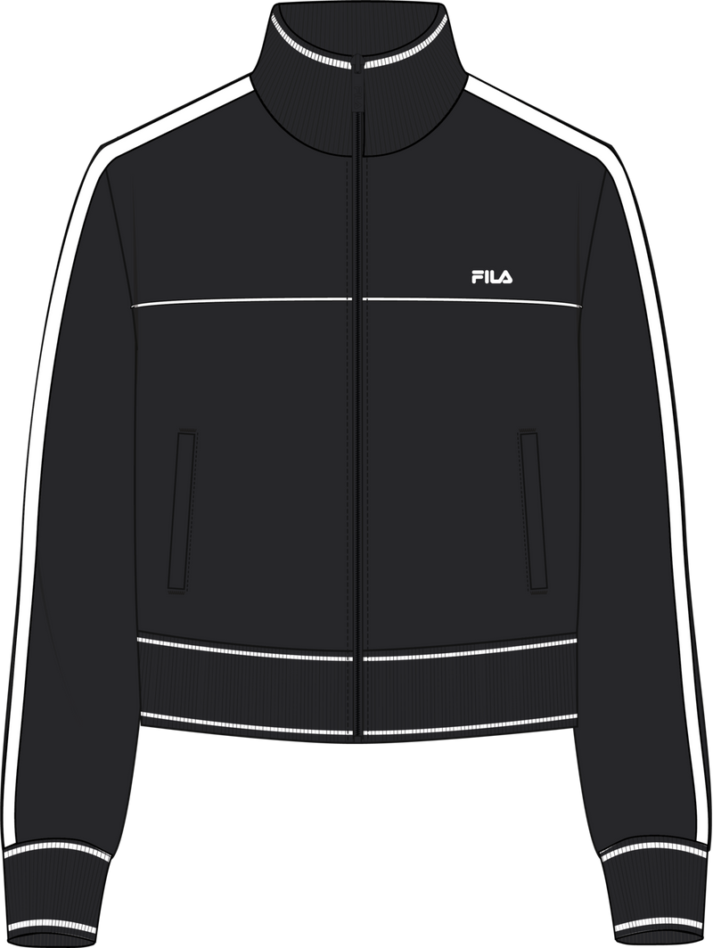 Michi Regular Cropped Taped Track Jacket - Noir
