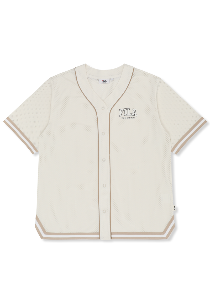 Villanova Oversized Mesh Baseball Shirt - Egret