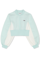 Lecore Cropped High Rib Scuba Track Jacket - Soothing Sea-Egret