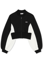 Chaqueta De Chándal Corta De Buceo Con Cuello Acanalado - Negro-Garceta