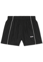 Shorts tejidos con ribetes sueltos en contraste - Negro