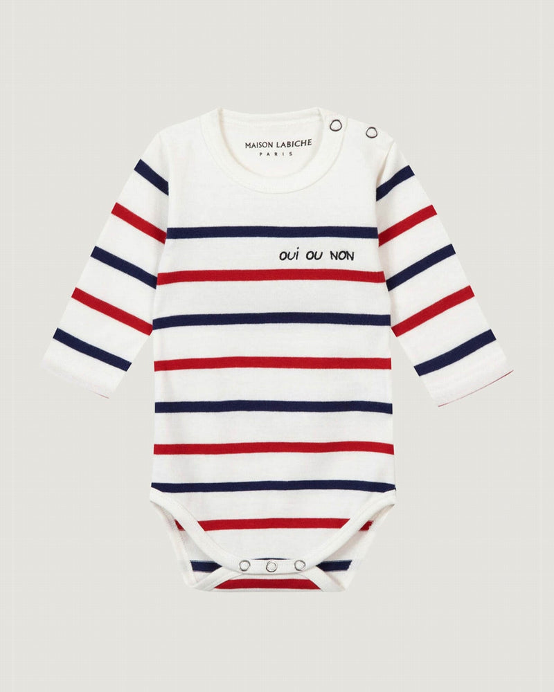 "oui ou non" long-sleeved malo onesie#color_off-white-flag