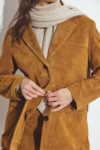 Blazer Oversized Suede - Marron Moyen