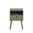 Ozzy - Bedside Table with 1 Drawer, 1 Cubby - Wood - Khaki Green