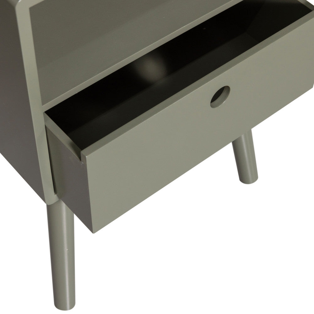 Ozzy - Bedside Table with 1 Drawer, 1 Cubby - Wood - Khaki Green
