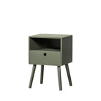 Ozzy - Bedside Table with 1 Drawer, 1 Cubby - Wood - Khaki Green