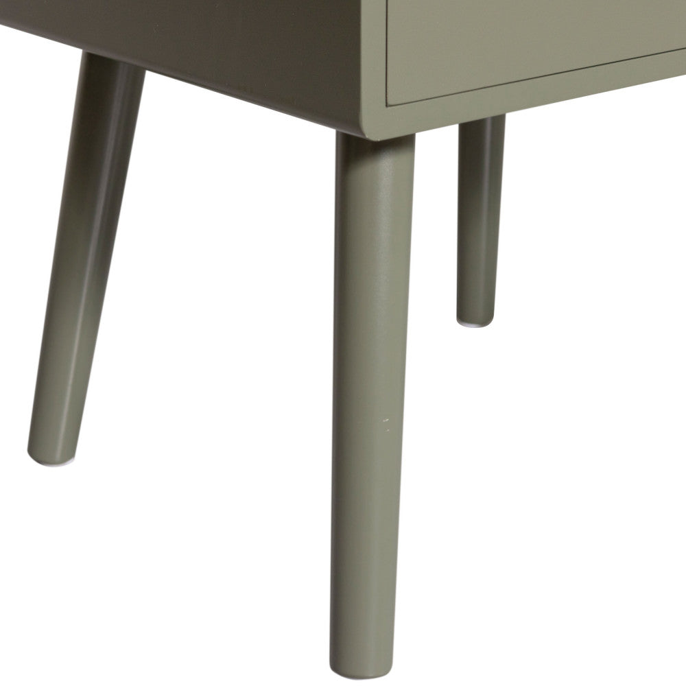 Ozzy - Bedside Table with 1 Drawer, 1 Cubby - Wood - Khaki Green