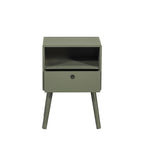 Ozzy - Bedside Table with 1 Drawer, 1 Cubby - Wood - Khaki Green