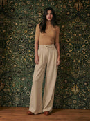 PANTALON A PINCES CAMEL PETITE MENDIGOTE