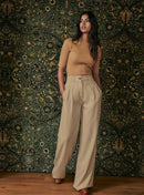 PANTALON A PINCES CAMEL PETITE MENDIGOTE