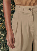 PANTALON A PINCES CAMEL PETITE MENDIGOTE