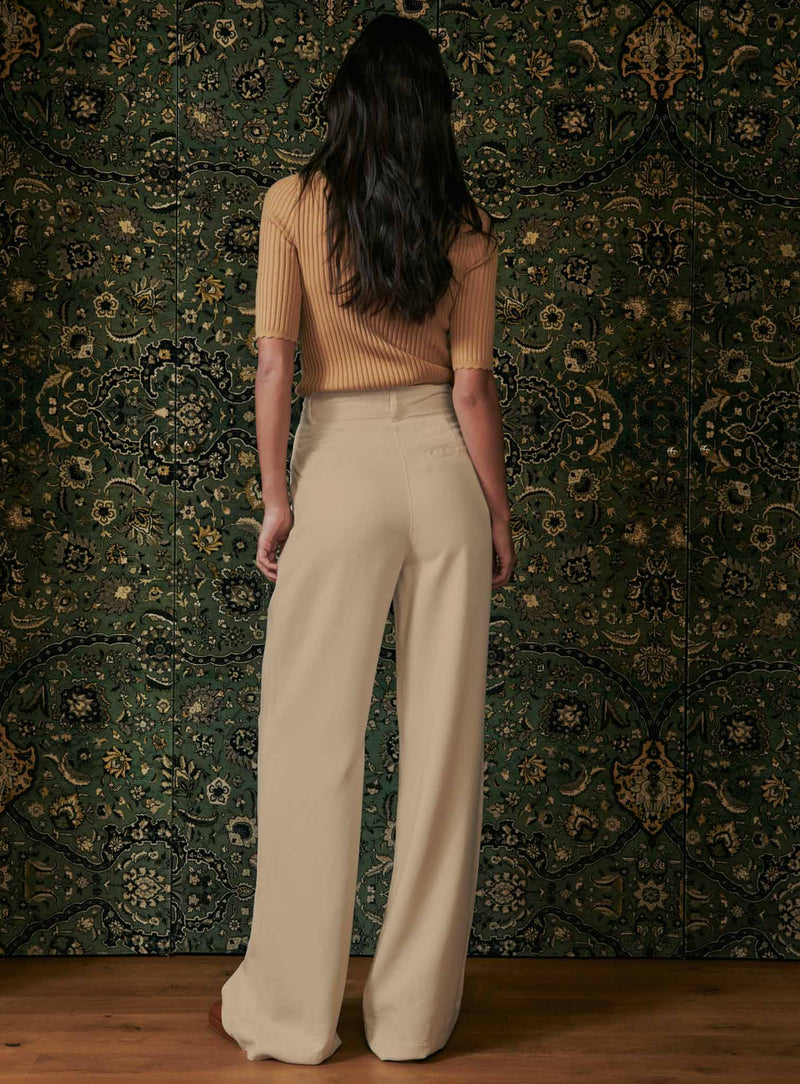 PANTALON A PINCES CAMEL PETITE MENDIGOTE