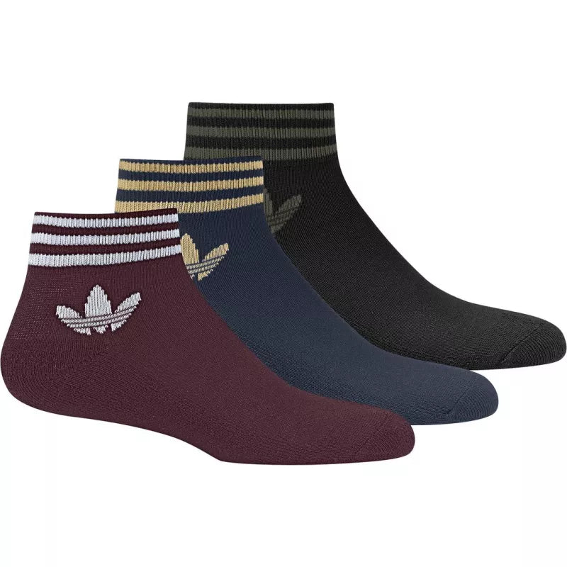 Pack 3 Paires De Chaussettes Adidas Originals Trefoil Ankle - Bleu