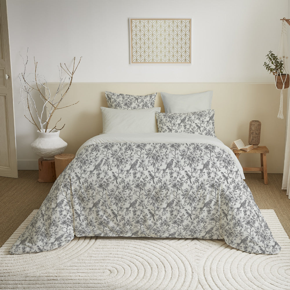 Pack Complet Imprimé (Housse De Couette + Taie(s) + Drap Housse) - 100% Coton 57 Fils - Berangere Nuage