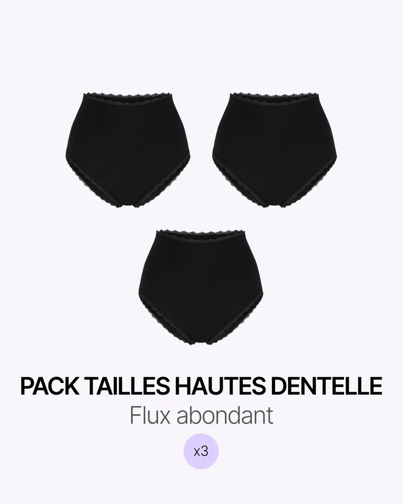 Pack trío de encaje de cintura alta