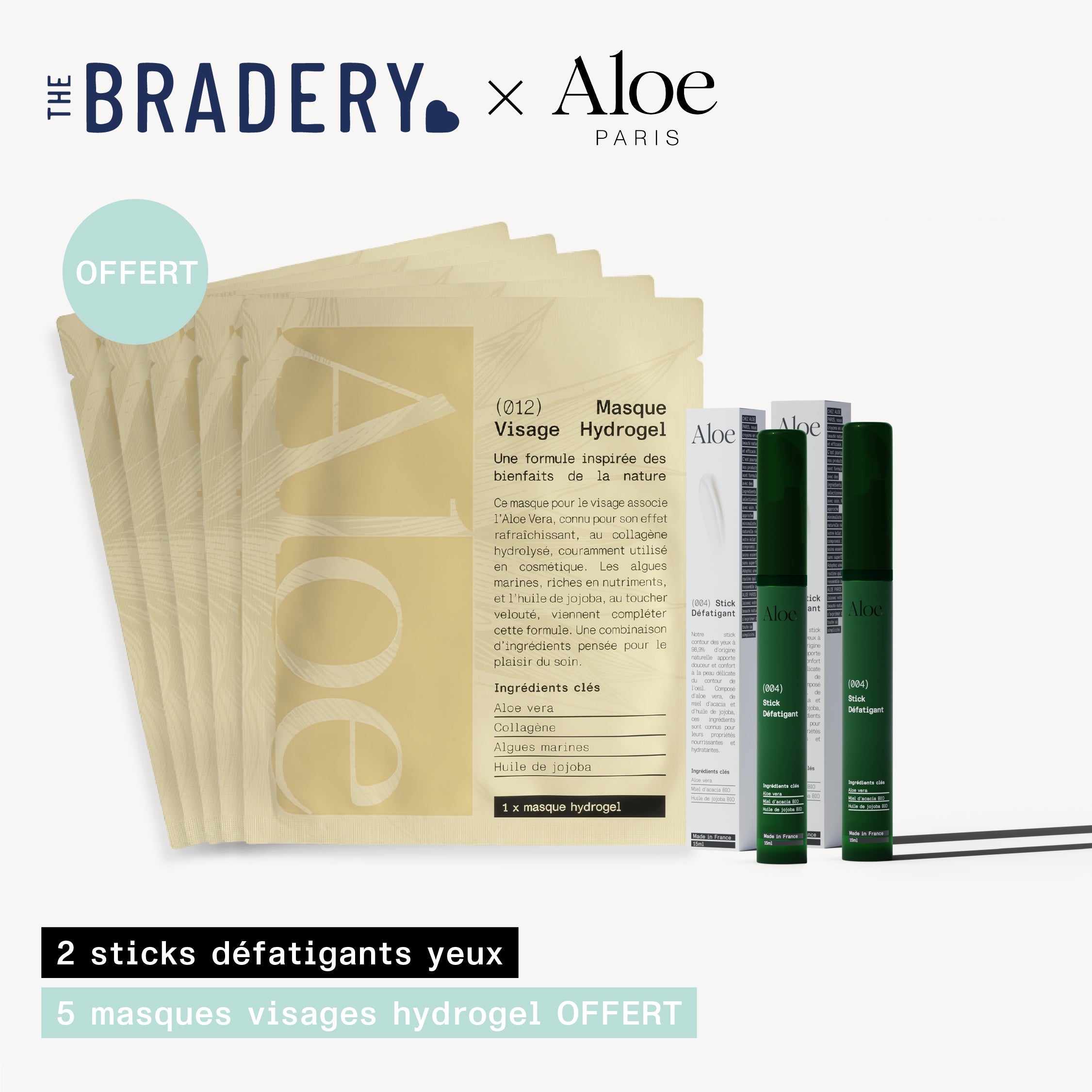 2 Sticks Défatigant + 5 Masques Visage Offerts