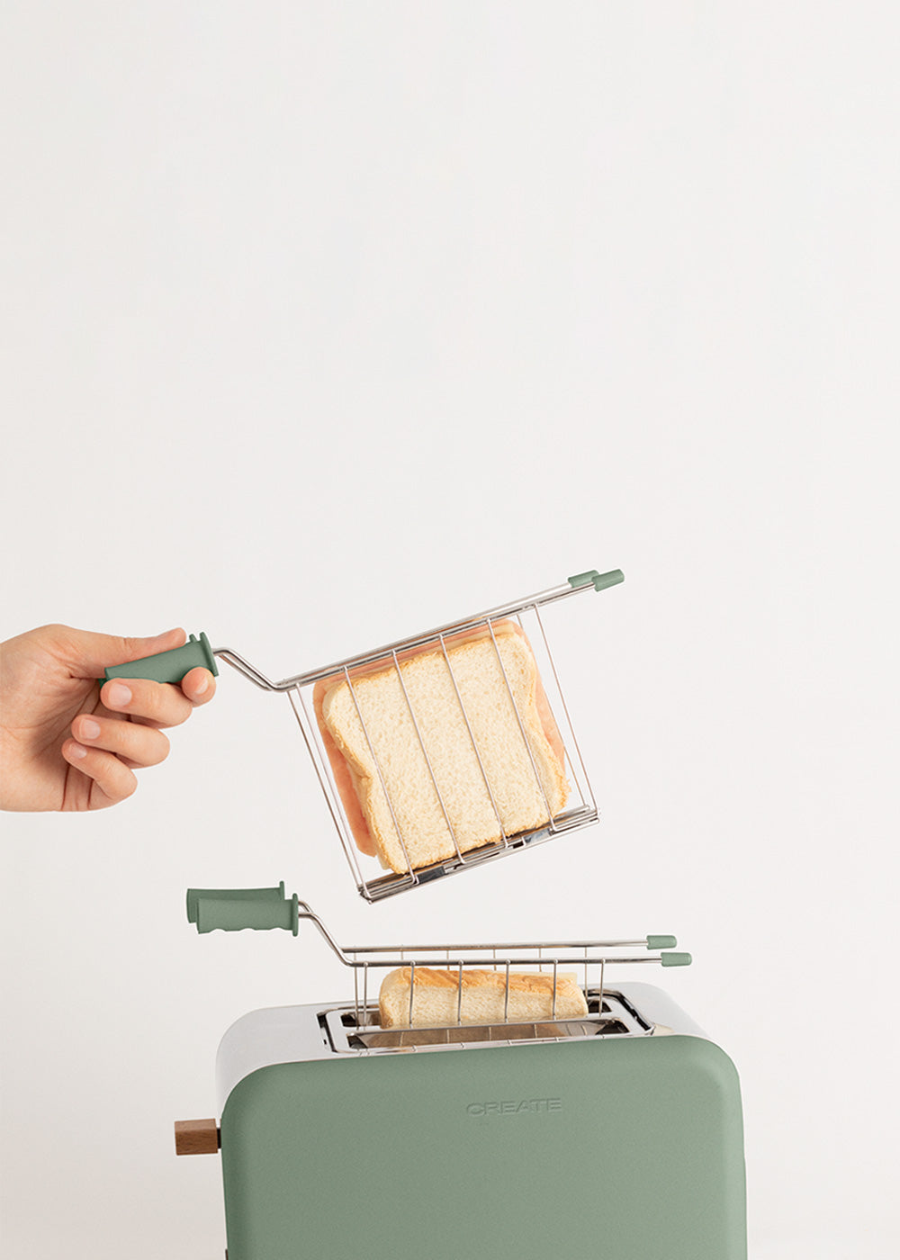 Toast Retro Pack - Small Wide-Slot Toaster + 2 Sandwich Racks - Sage Green