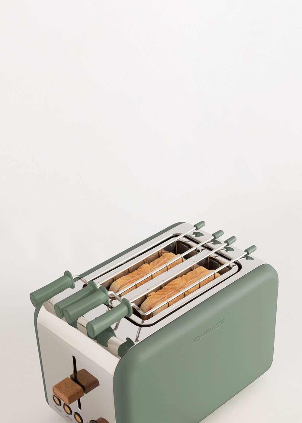 Toast Retro Pack - Small Wide-Slot Toaster + 2 Sandwich Racks - Sage Green