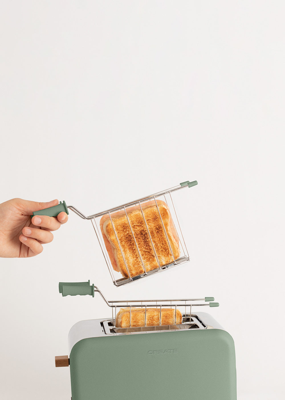 Toast Retro Pack - Small Wide-Slot Toaster + 2 Sandwich Racks - Sage Green