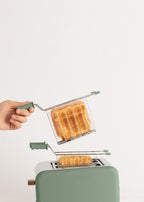Toast Retro Pack - Small Wide-Slot Toaster + 2 Sandwich Racks - Sage Green