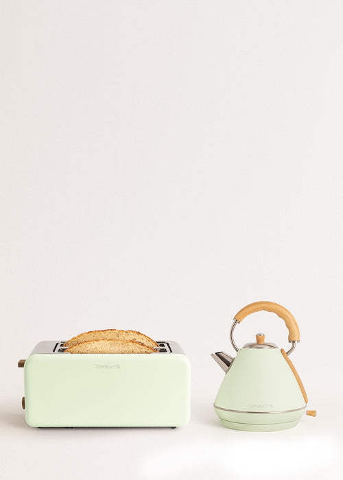 Pack - Grand Grille-Pain Toast Retro + Grande Bouilloire Kettle Retro 1,7L - Vert Pastel