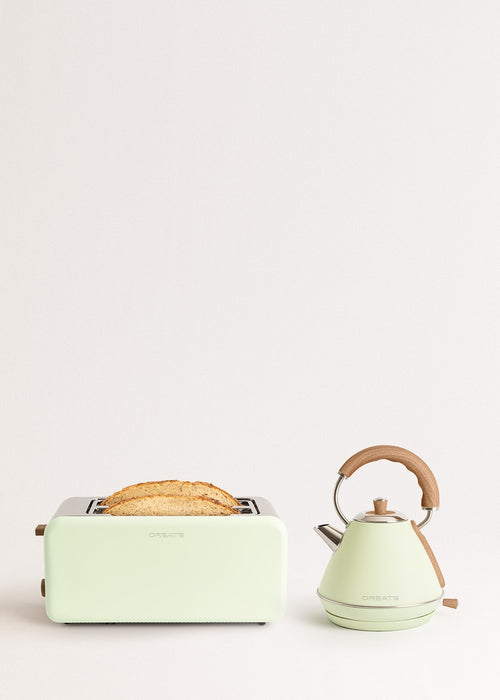 Pack - Grand Grille-Pain Toast Retro + Petite Bouilloire Kettle Retro 1L - Vert Pastel