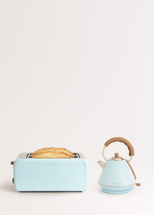 Pack - Grand Grille-Pain Toast Retro + Petite Bouilloire Kettle Retro 1L - Bleu Pastel