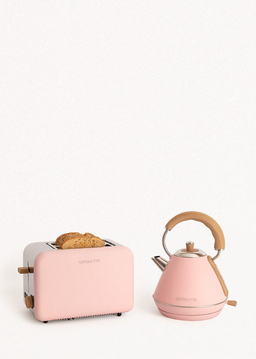 Pack - Petit Grille-Pain Toast Retro + Petite Bouilloire Kettle Retro 1L - Rose Pastel